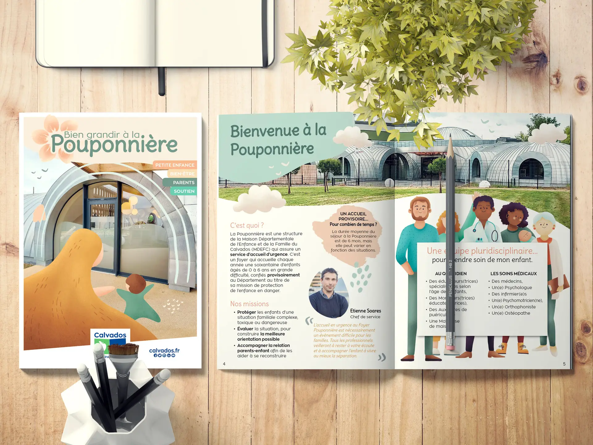 Référence EkO : brochure La Pouponnière réalisée pour le département du Calvados